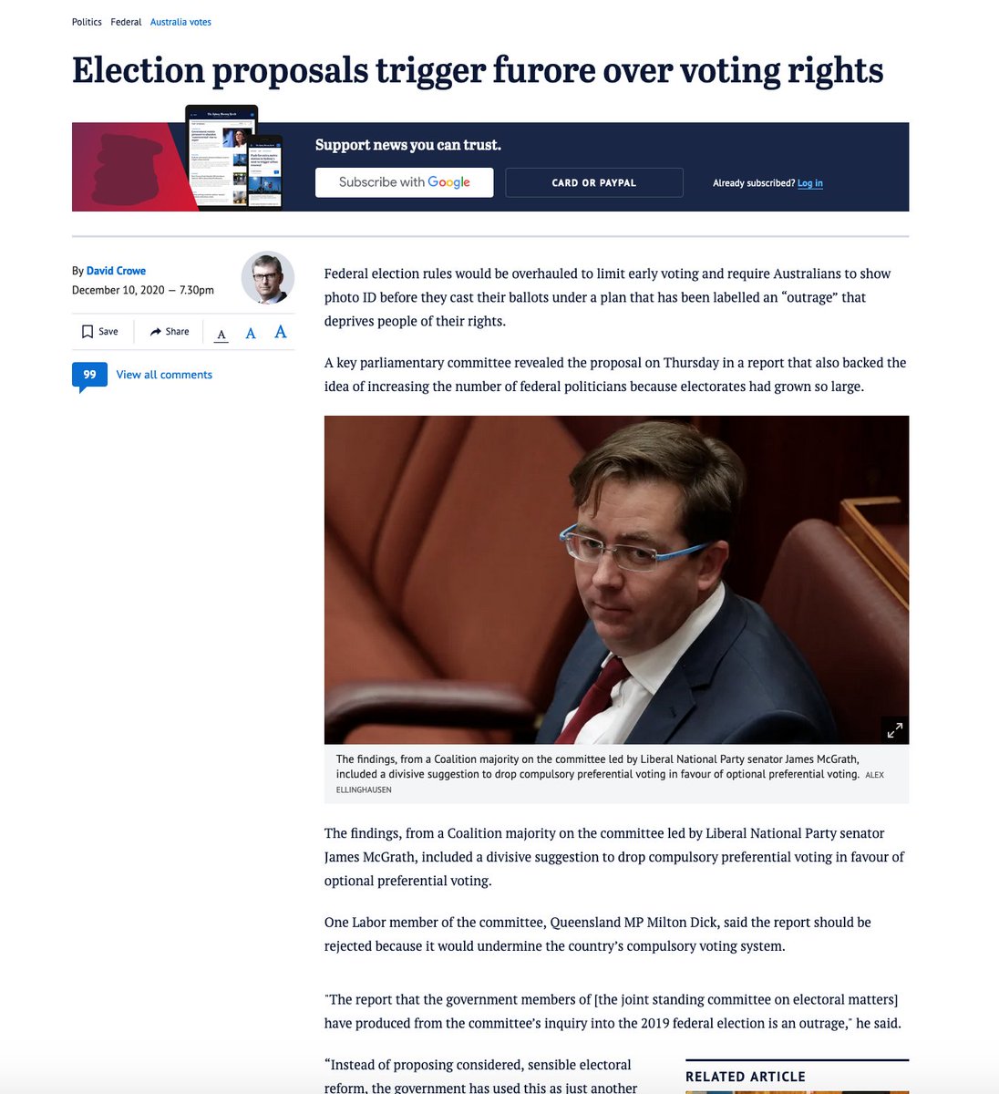 I know I'm a recidivist when it comes to pointing out how widely & nefariously the Morrison govt's manipulation infests Australian society.Here's a micro-example.Morrison & his chorus line have started high kicking this month about their new thing called "voting reform".