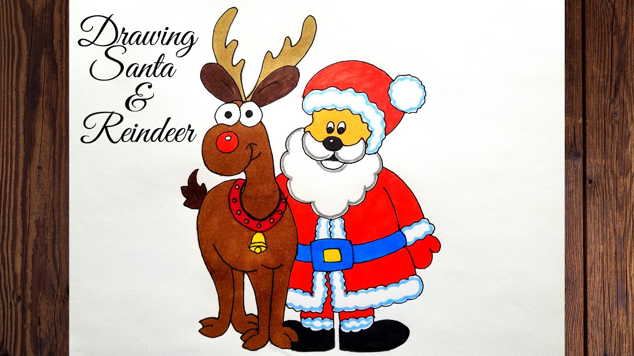 Drawing of santa claus with arms and staff Vector Image