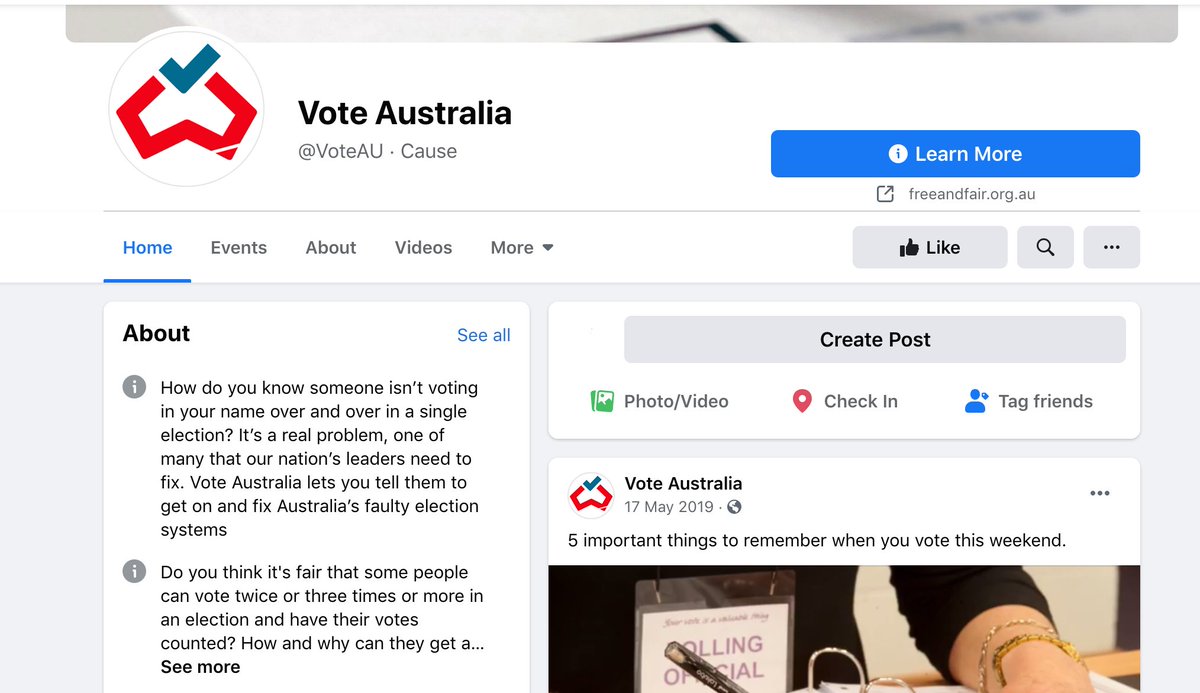 Never heard of it? Ah but this website has.They call themselves voteaustraliadotorgYou can find them on the socials as well, and all with that lovely professional looking finish.And it appears they want EXACTLY the same five things the Morrison govt are trying to legislate.