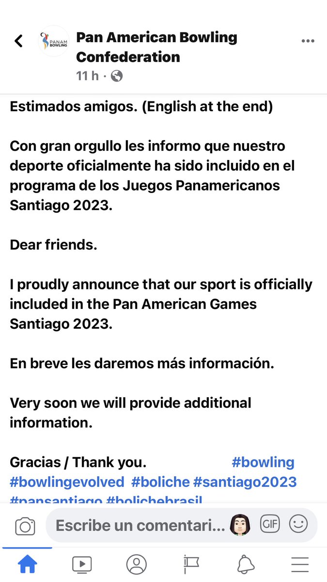 Excelentes noticias!!!! #Bowling en los Juegos Panamericanos 2023 <a href="/Avanzamos2023/">2023PanAmSTGO</a> !!! <a href="/panambowling/">Panambowling</a> <a href="/aadebowling/">Asociación Argentina de Bowling</a> <a href="/PrensaCOA/">Comité Olímpico ARG</a> <a href="/enardinfo/">Un Logro en Equipo</a>