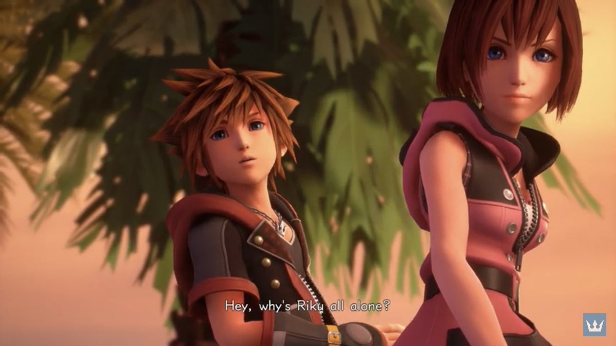 And....right from the get-go, something is off about the scene. Instead of paying attention to K, Sora is distracted worrying about Riku being alone. Sora has no plans himself to take this opportunity to share a paopu with K. She is the one that initiates, to his shock.