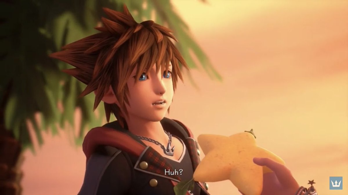 And....right from the get-go, something is off about the scene. Instead of paying attention to K, Sora is distracted worrying about Riku being alone. Sora has no plans himself to take this opportunity to share a paopu with K. She is the one that initiates, to his shock.
