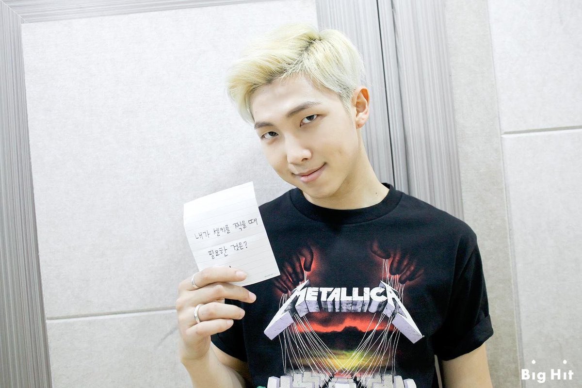 KpopMetal's tweet photo. RM of BTS in a Metallica t-shirt. #BTS #kpop #Metallica #방탄소년단 https://t.co/A6OF9YbjZO