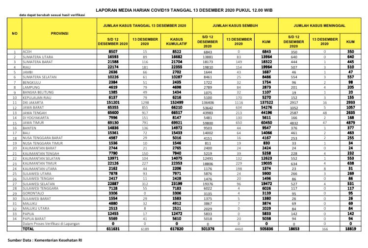 Data Covid-19 di Indonesia