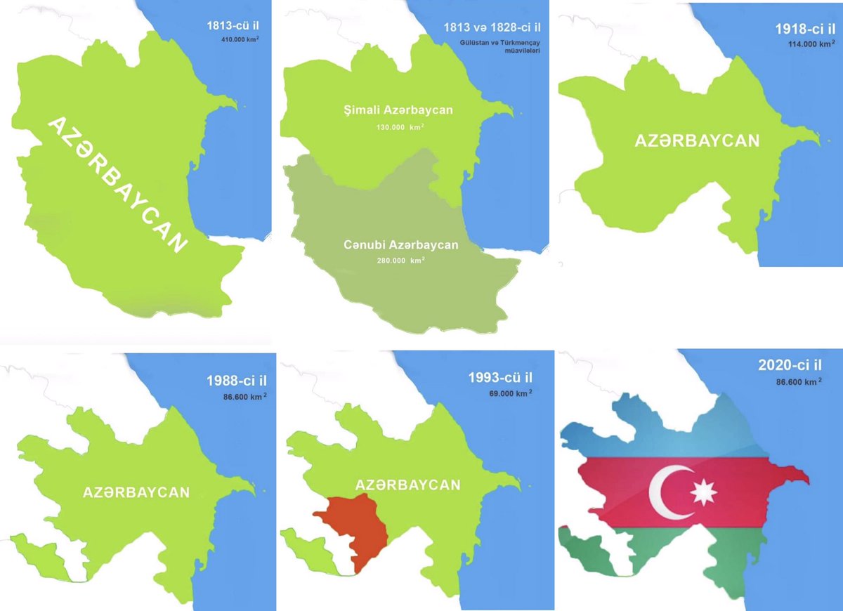 Ulinka999's tweet photo. How Azerbaijan 🇦🇿 borders changed from 1813 till 2020 https://t.co/oMVPTDvhBq