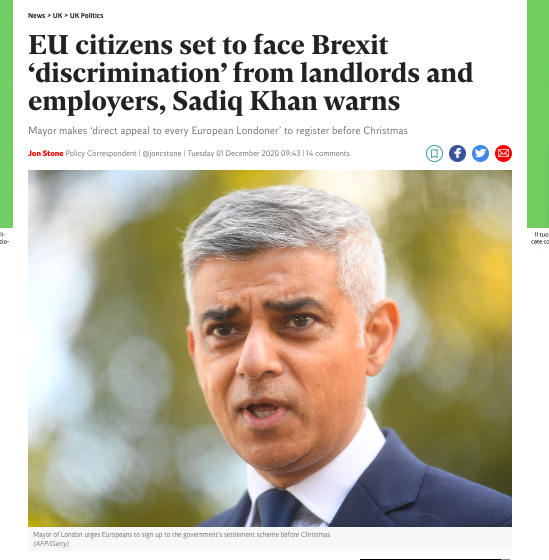 NewEuropeanPF's tweet photo. As @MayorofLondon points out #EUCitizens are likely to face discrimination from employers and landlords even when they have #SettledStatus, shouldn't we all recognise that an #EUGreenCard is an idea whose time has come?
https://t.co/Ao1ZwXdh3Q https://t.co/0ZNRQmNDSy