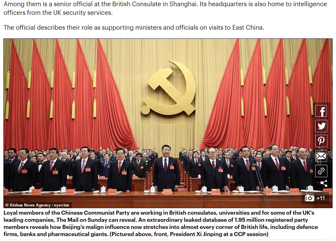 2. Consulates - "Most alarmingly, some of its members – who swear a solemn oath to 'guard Party secrets, be loyal to the Party, work hard, fight for communism throughout my life...and never betray the Party' – are understood to have secured jobs in British consulates."