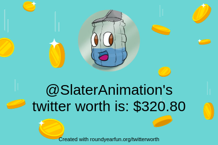 SlaterAnimation's tweet image. My Twitter worth is: $320.80

Find yours with clockurl.co/key/twitterwor…

⠀