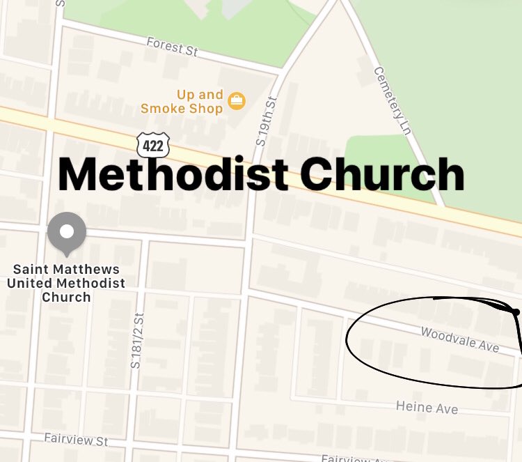 swiftieboston's tweet photo. HELLO! In Reading, PA where Taylor grew up I just found a Methodist Church and a few schools right by WOODVALE AVE. 

"I parkеd my car right between the Methodist
And thе school that used to be ours" - 'tis the damn season

I AM TERRIFIED 🤯 https://t.co/OCrUM3W0gV