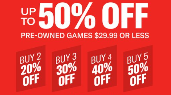 up to 50% off pre-owned games at GameStop ($29.99 or less) bit.ly/3qT9Rcw