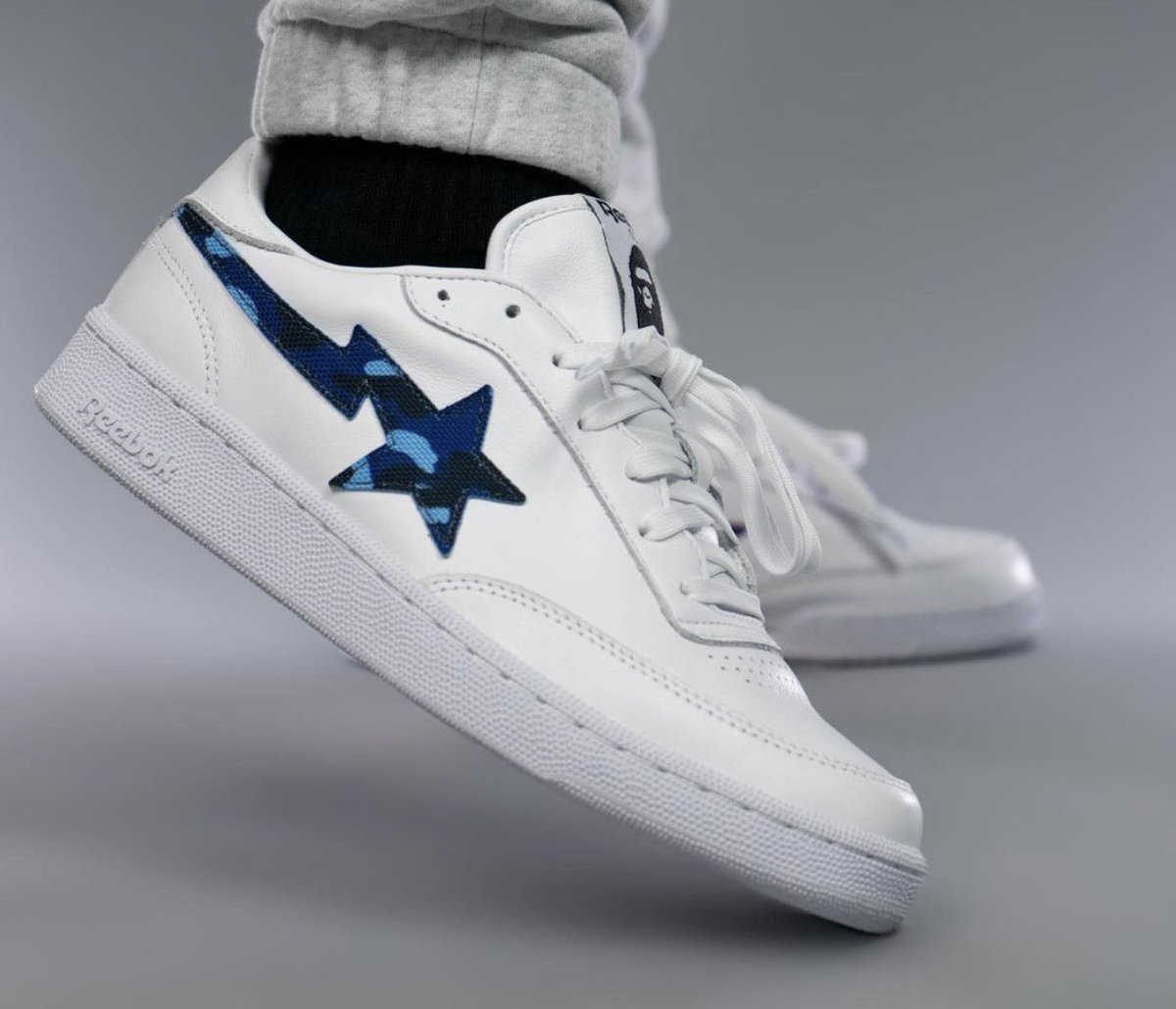 SBDetroit's tweet photo. How the Bape x Reebok Club C “Bapesta” looks on-feet https://t.co/blKqww4Y3H https://t.co/E3gDbZcCem