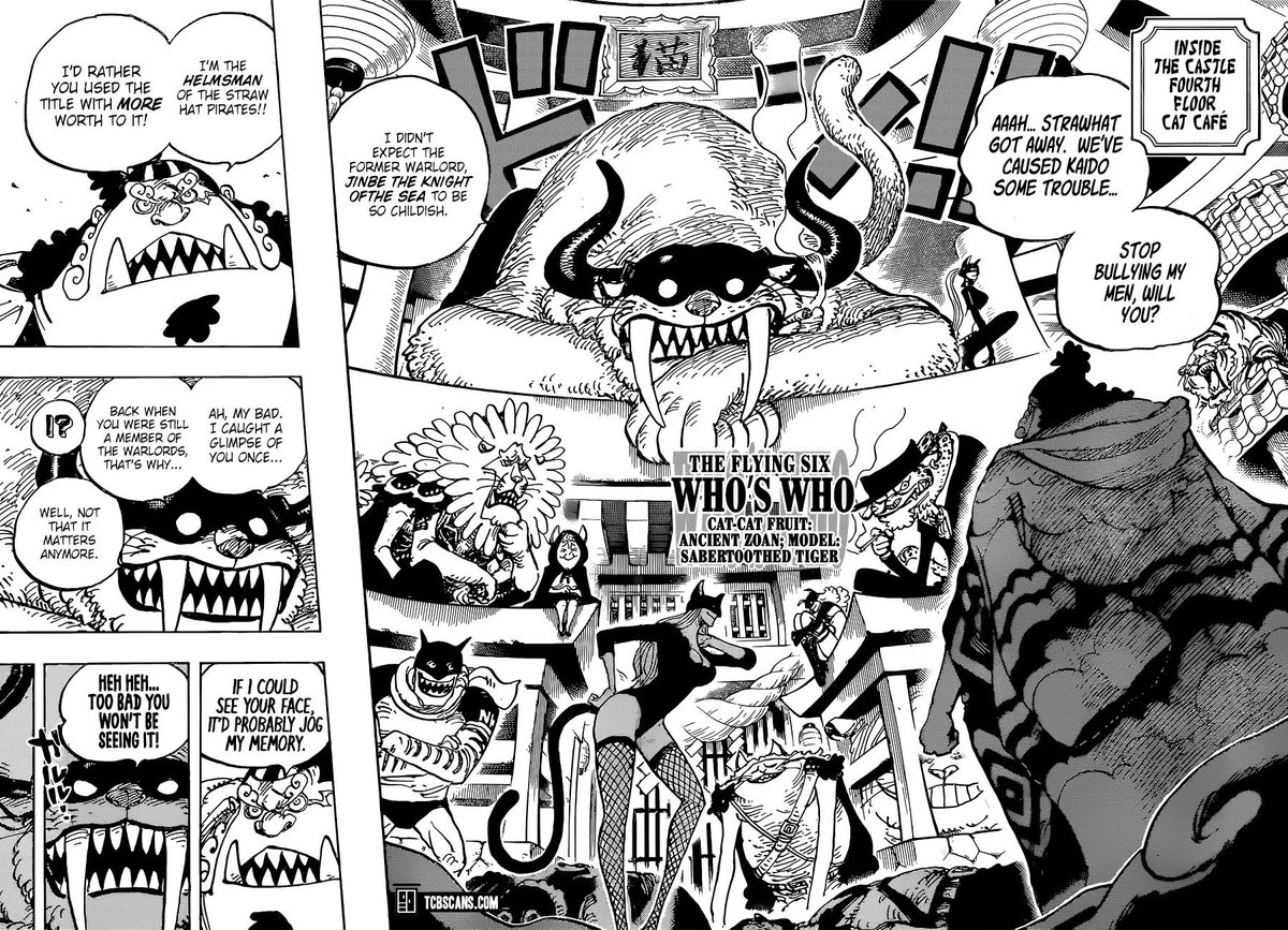 Voyage to One Piece:
Chapter 998 had a lot of 2 page spreads, but fascinating reveals nonetheless! I can feel us coming to a close on this act, with act 4 being the actual fights
We finally have all the Tobi Roppo powers!
ALSO FIRST 100% UP TO DATE POST!