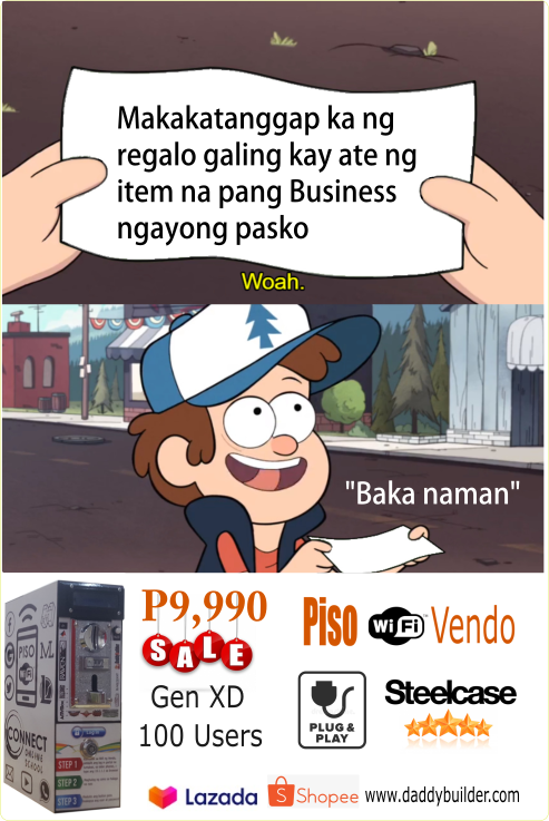 daddybuilder1's tweet photo. PISO WIFI VENDO ~ Gen XD

Check out our BESTSELLING Piso Wifi Vendo!
Please visit our shops.. 

** LAZADA:
https://t.co/u4QEUyofux

** SHOPEE:
https://t.co/SLnu2pTP30

#Piso
#PisoWifi
#PisoWifiVendo
#PisoWifiMachine
#Pisowifivendomachine
#Business
#Passiveincome
#Plug&amp;Play
#Vendo https://t.co/xUnGGcLEMz