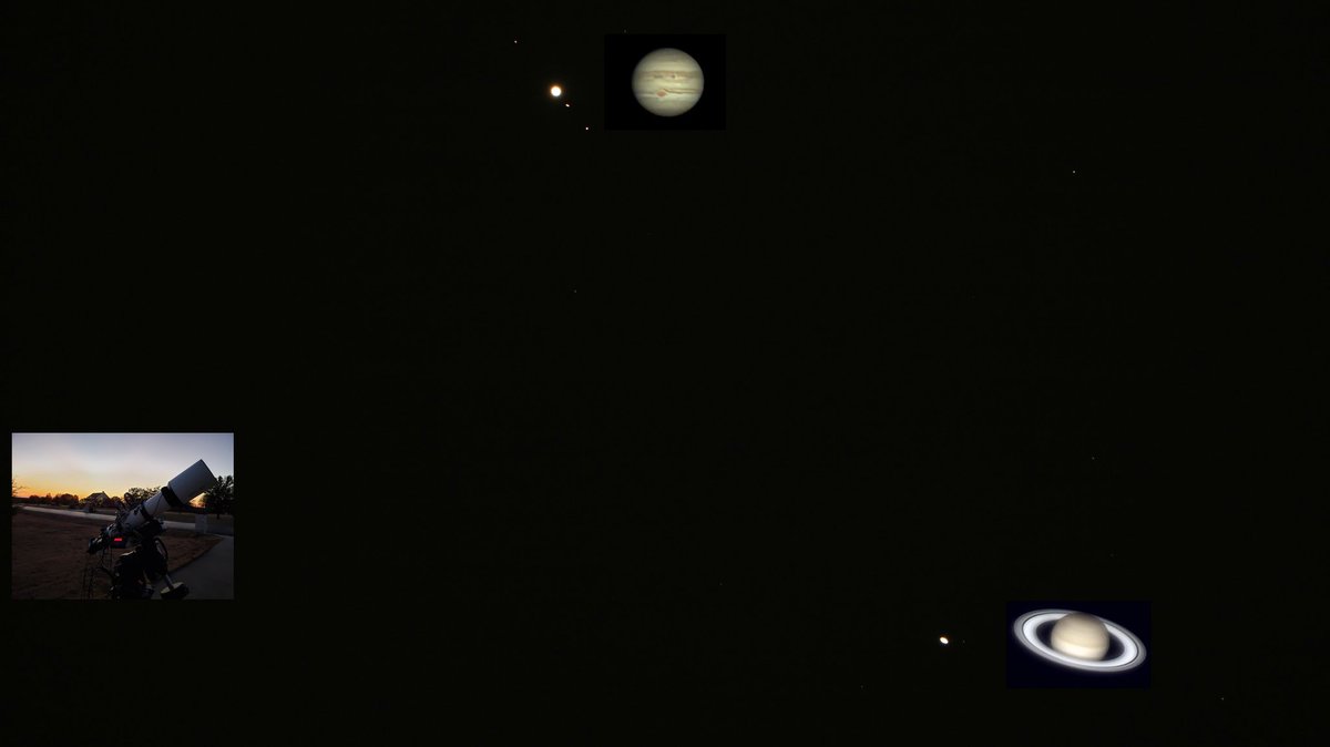 Raysastrophoto1's tweet photo. I took a picture of the great conjunction that is about to happen on December 21st.  This is a wide shot explore scientific 127mm with 0.7x reducer and a DSLR. 

Check my live stream of great conjunction https://t.co/zMP5EZMa1B

@ExploreSci #greatconjunction @CanonUSAimaging https://t.co/26G40UAZtW