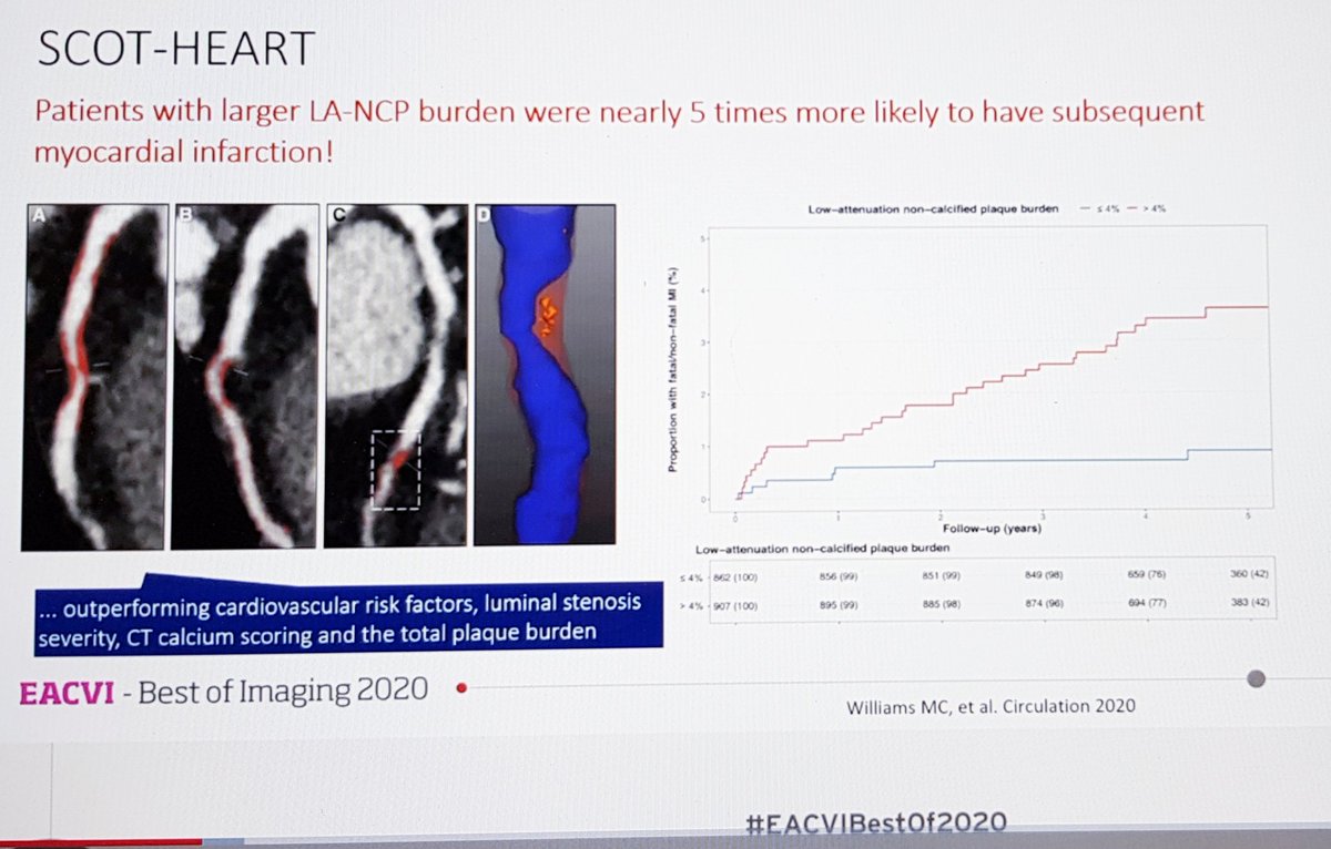  #EACVIBestof2020 We were also reminded of the SCOT-HEART trial and data indicating that imaging plaque morphology can identify plaques at risk of triggering events...