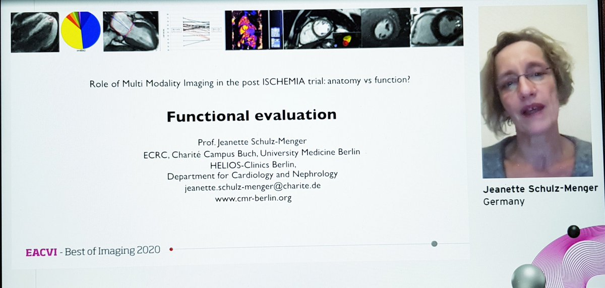  #EACVIBestof2020 The next talk from Prof Jeanette Schulz-Menger largely focussed on CMR and its utility in this setting.