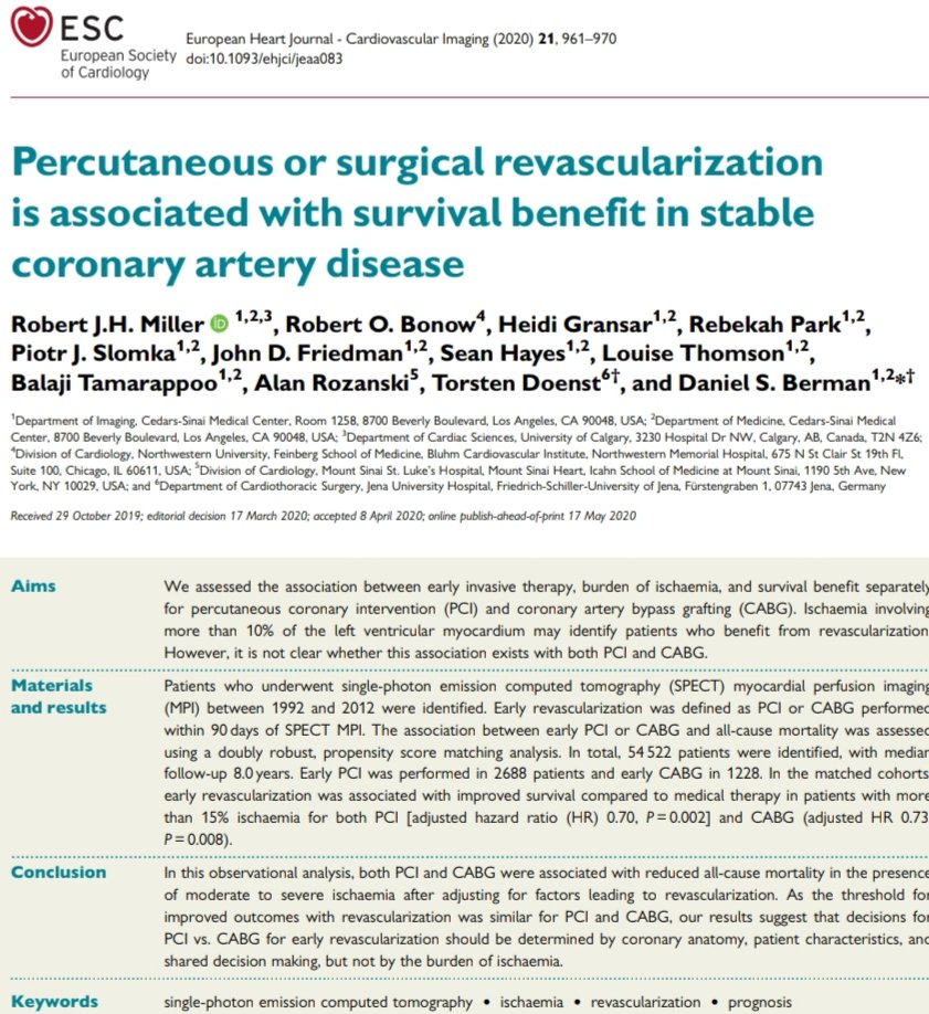  #EACVIBestof2020But in this whole session, one thing caught my eye the most, because it encapsulates the dilemmas we still see, where the ISCHEMIA trial results are not accepted or contradicted by less robust studies. This was fascinating; this study was presented...