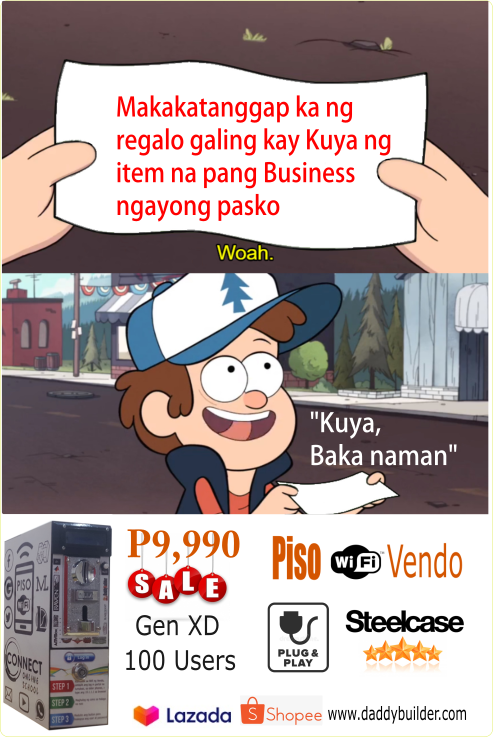 daddybuilder1's tweet photo. PISO WIFI VENDO ~ Gen XD

This is A GREAT idea of what to give your loved ones this season..

** LAZADA:
https://t.co/u4QEUyofux

** SHOPEE:
https://t.co/SLnu2pTP30

#Piso
#PisoWifi
#PisoWifiVendo
#PisoWifiMachine
#Pisowifivendomachine
#Business
#Passiveincome
#Plug&amp;Play
#Vendo https://t.co/MN9oBIVC5j