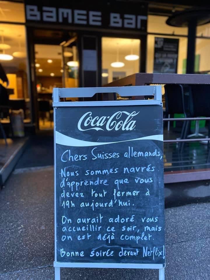 PhilippeReichen's tweet photo. „Suisses allemands pas bienvenus.“ Message vu hier soir à Lausanne. À Berne, avez-vous rencontré des messages pareils ces derniers jours? https://t.co/Biph1fJuF3