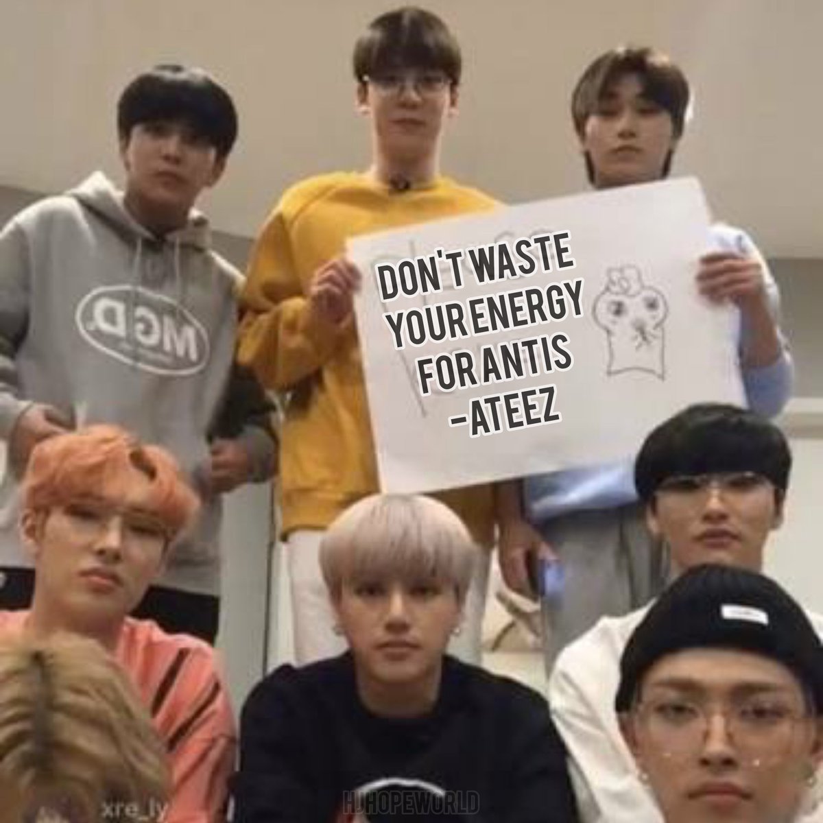 Put your energy into Appreciating each member and Ateez for who they are and who they are becoming. I rather have our Timelines filled with Voting details and Appreciation than having anyone feel hurt because some random person has nothing better to do but hate© hjhopeworld