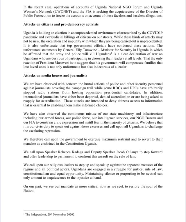 Civil Society Leaders’ Statement on the Attacks on NGOs. “We are fully conscious that these accusations are intended to deligitimize our work, blackmail us and make us look bad in the eyes of the citizens we serve.” #CivicSpaceUg