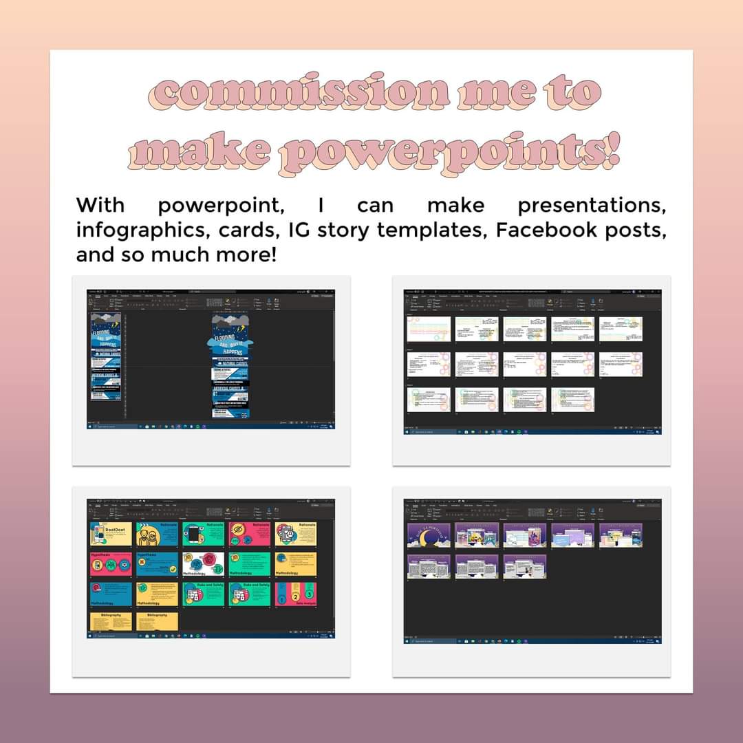 elise_cake's tweet photo. I have a classmate who is a beneficiary of the #PisoParaSaLoad program and they said that they are running low on funds :(( So, I'm making powerpoints to support them! rts would be greatly appreciated :))
#PowerPoint #commissionforacause #commissionsheet #commissionsopen2020 https://t.co/pWWvP8ESCE