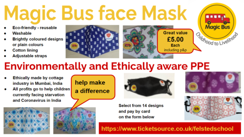 FelstedMagic's tweet image. Magic Bus face masks are now available via postal service and payment by credit card - for options sites.google.com/felsted.org/ma…
and order form ticketsource.co.uk/felstedschool