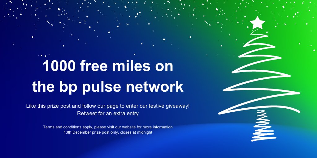 Day 3 of our #bppulse festive giveaway! Today we are giving away 1000 miles on the bp pulse network! 🔌 Just Like this prize post and Follow us to be automatically entered for today’s prize. Retweet the prize post for a bonus entry! Full Ts&Cs here: bit.ly/373miun