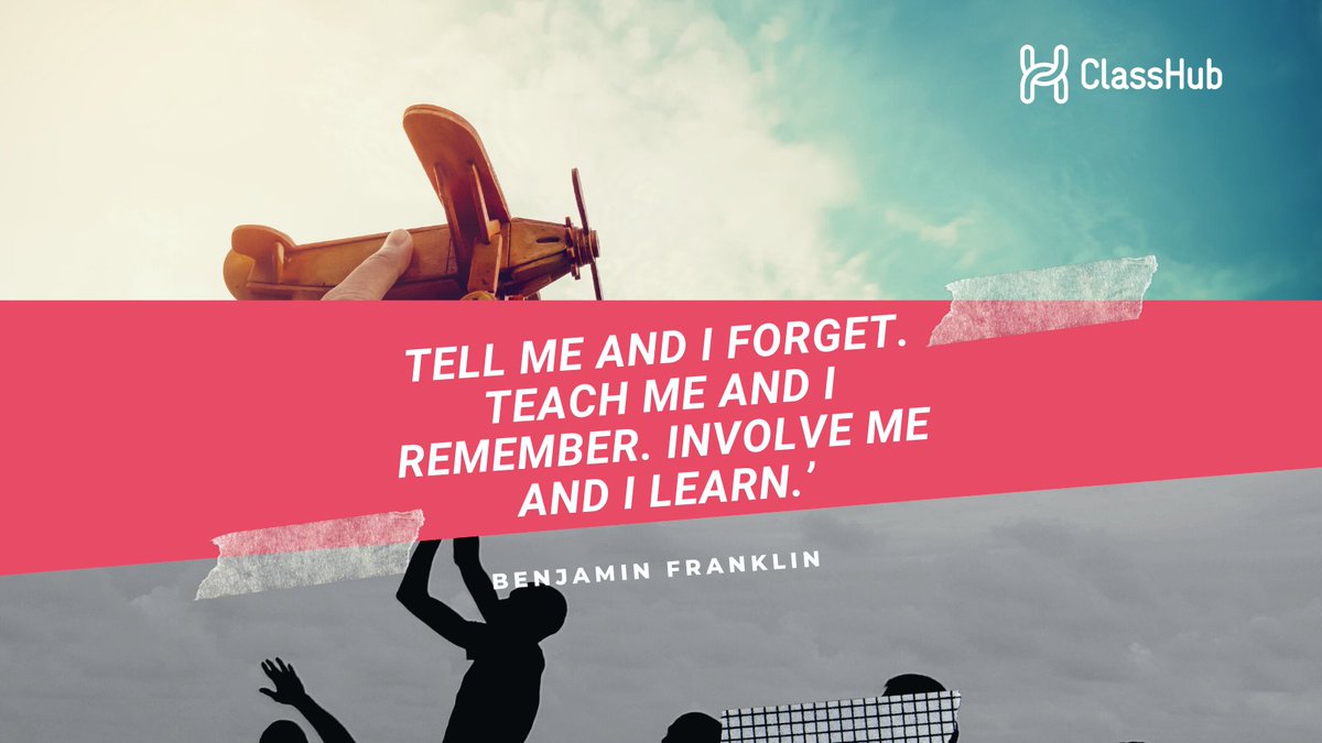 ClassHubapp's tweet image. &quot;Tell me and I forget. Teach me and I remember. Involve me and I learn.&quot;

Tag someone who needs to see this today.

#classhub #edchatie #onlinetutoring