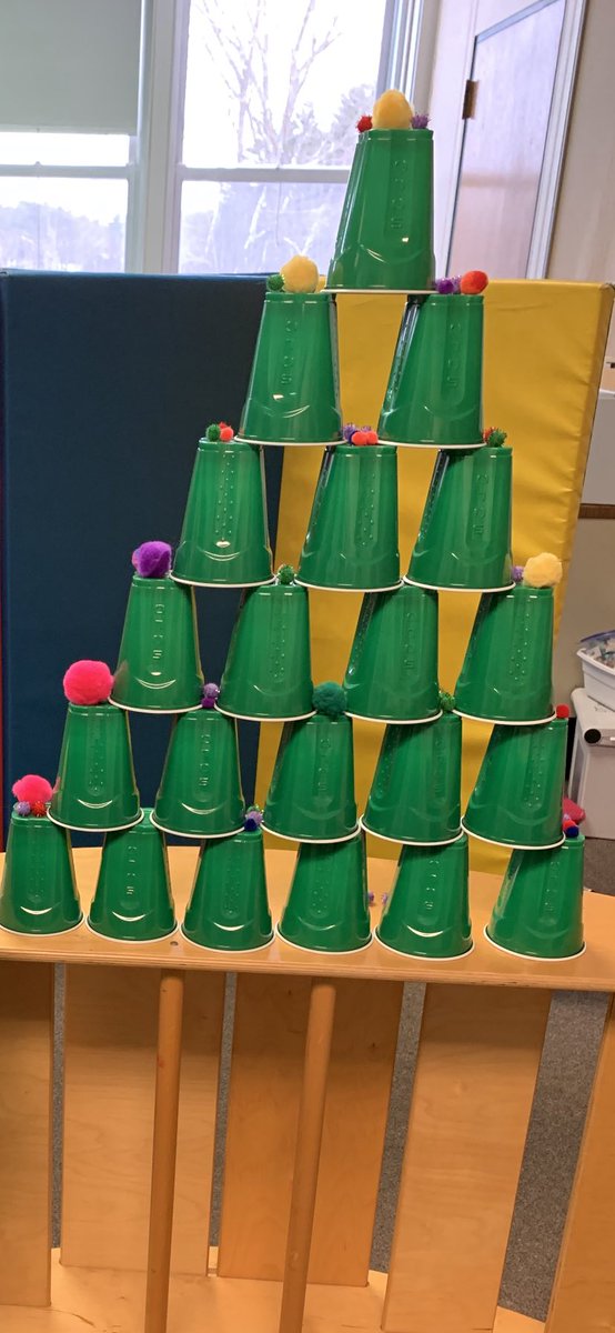 EllenSullyOT's tweet photo. Building and decorating holiday trees in OT.  Working on balance, postural control, shoulder stability, crossing midline, fine motor control, and motor planning in one really motivating yet simple activity! @BlanchardMem https://t.co/tt3cMjT1c2