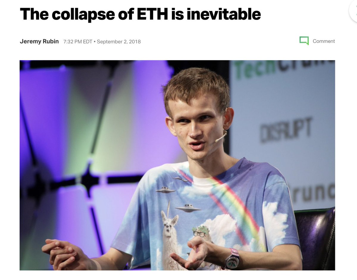 Bitcoiners used to argue that Ethereum was doomed to fail bc it wasn’t decentralized. The argument was primarily based on the pre-mine and the creator. 72M tokens were sold by the EF to investors before genesis and Vitalik controlled the network, the maxis said
