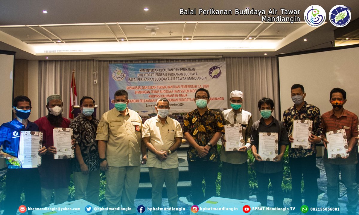 bpbatmandiangin's tweet photo. Kegiatan serah terima bantuan KKP TA 2020 di Provinsi Kaltim berupa 15 paket bantuan bioflok di 6 kab/kota yang dilaksanakan oleh BPBAT Mandiangin Acara ini dibuka secara virtual oleh Bapak Dirjen Perikanan Budidaya KKP Dr. Ir. Slamet Soebjakto, https://t.co/AivO8mkVUq https://t.co/Sua5p2NhMw
