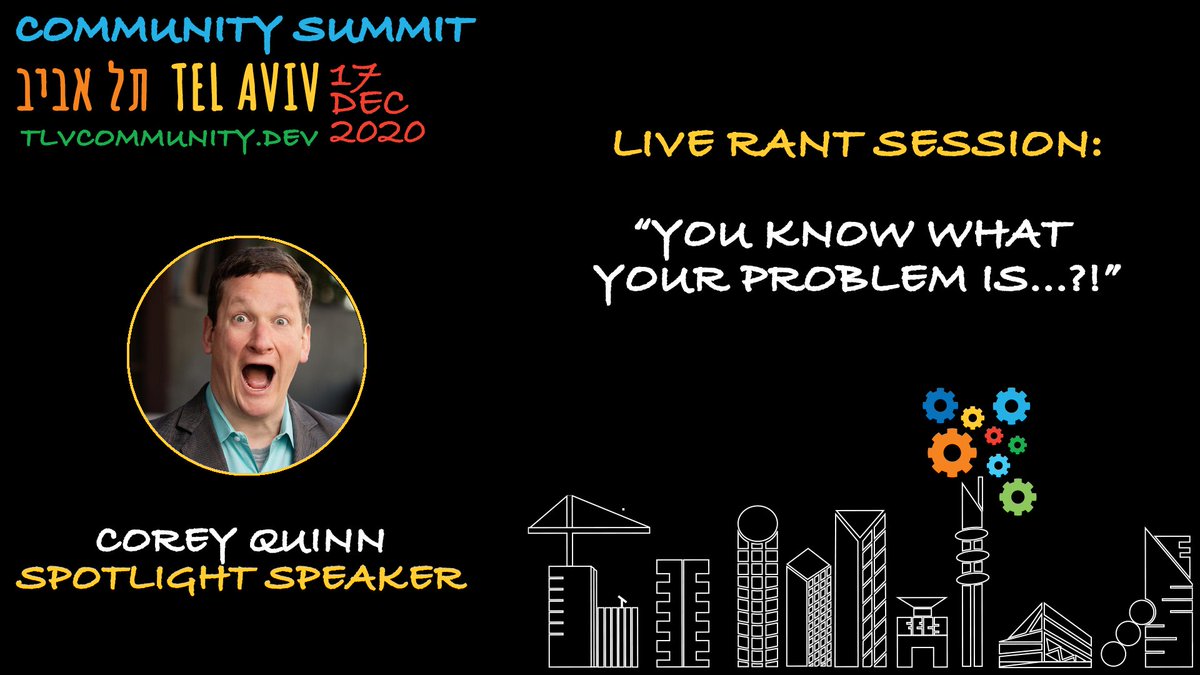 TLVCommunity's tweet photo. It's only 4 more days to go till #CommunitySummitTLV 🤩🤯🔥

Can't wait for @QuinnyPig's live ranting session, because it's Sunday and I hate everything 😤

[REGISTER NOW] - https://t.co/QdDSDMxUN0 https://t.co/wv0XtBBTv4