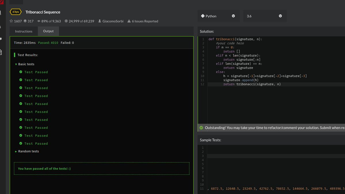 Peppo5501's tweet photo. another pass today @codewars https://t.co/ehsEBGsXm6