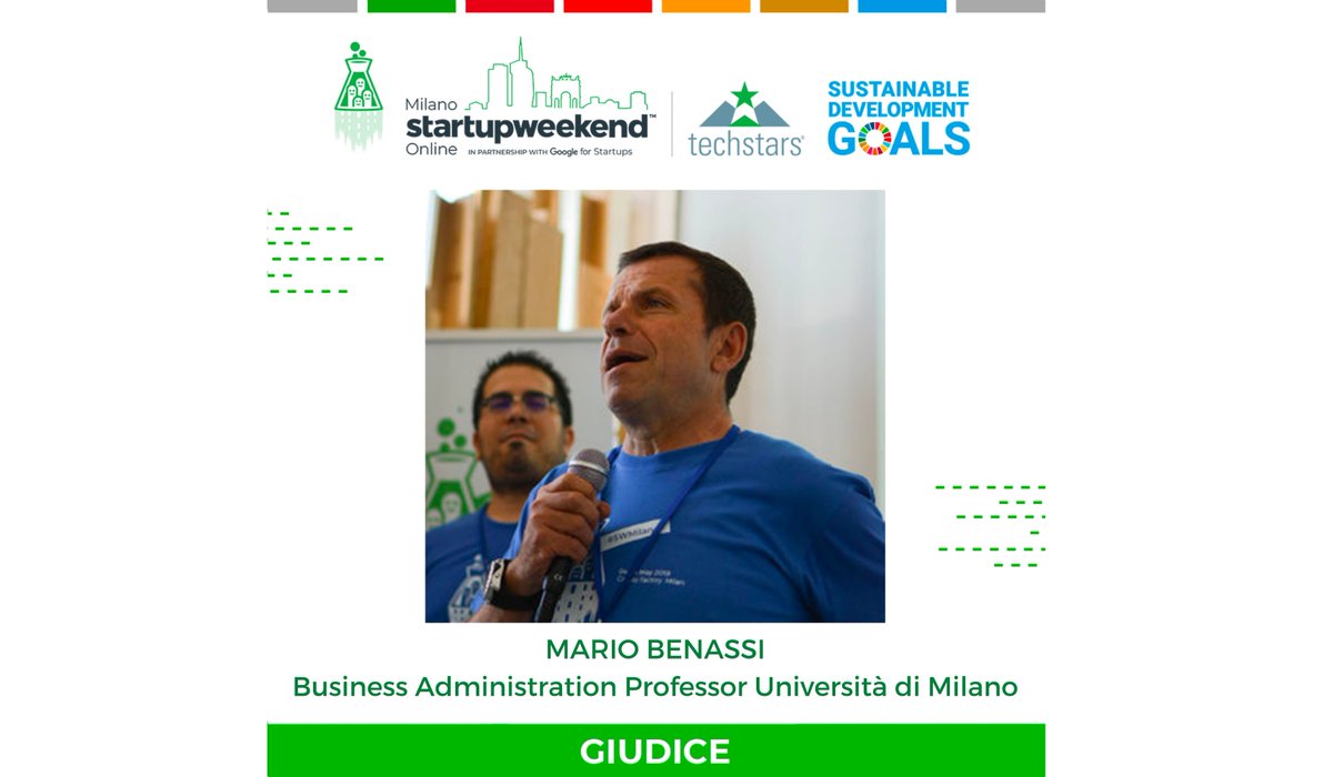 ⚡️GIUDICE #SWMILANO 2020⚡️
Mario Benassi, Professore ordinario di Economia e gestione delle imprese <a href="/LaStatale/">Università degli Studi di Milano</a>, insegna Management of Innovation in #Unimi e alla <a href="/UniLUISS/">Luiss Guido Carli</a> di Roma.

Segui la diretta della finale, alle 15:30 di oggi:
facebook.com/12104494823849…