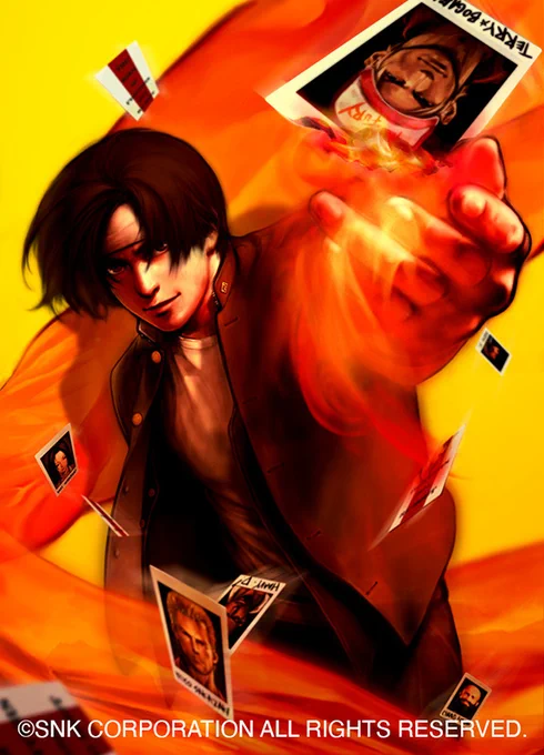 『 THE KING OF FIGHTERS'94 RE-BOUT 』(2004年)
KOF10周年記念で発売されたソフトで、
KOF'94の完全移植版と、ハイレゾ化版で遊べます。
イラストはそのパッケージイラストです。

#KOF 