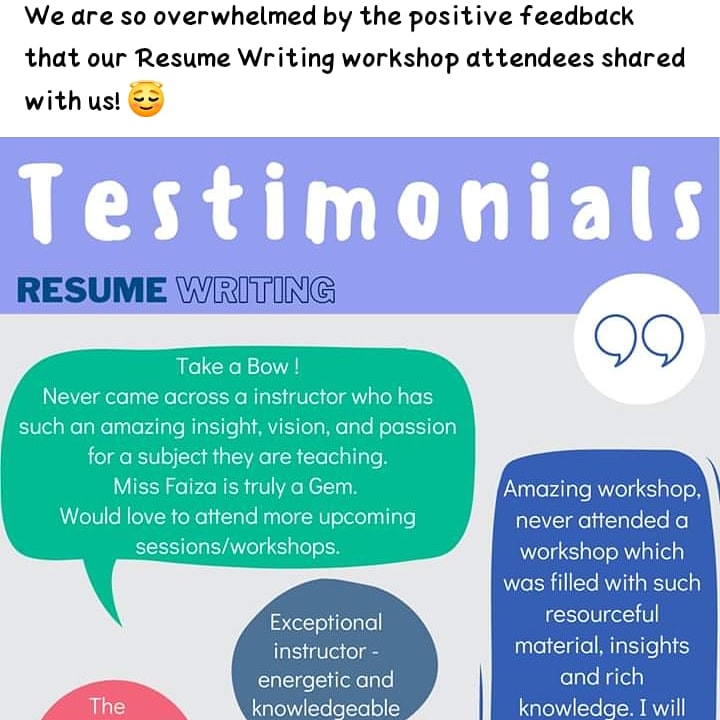 FaezaFaeza32's tweet photo. #feedback of the participants on a #workshop on #resume writing I did in #November2020
#resumewriting #workshop #faizatasneem #Learnovate https://t.co/U47oZPFB4e
