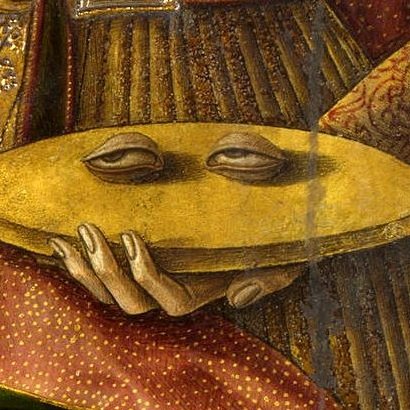 today's the feast of St Lucy who's said to have lost her eyes (or removed them herself) and in the true roman catholic tradition of rubbing it in, has been depicted throughout the ages holding a pair of eyeballs on a little plate