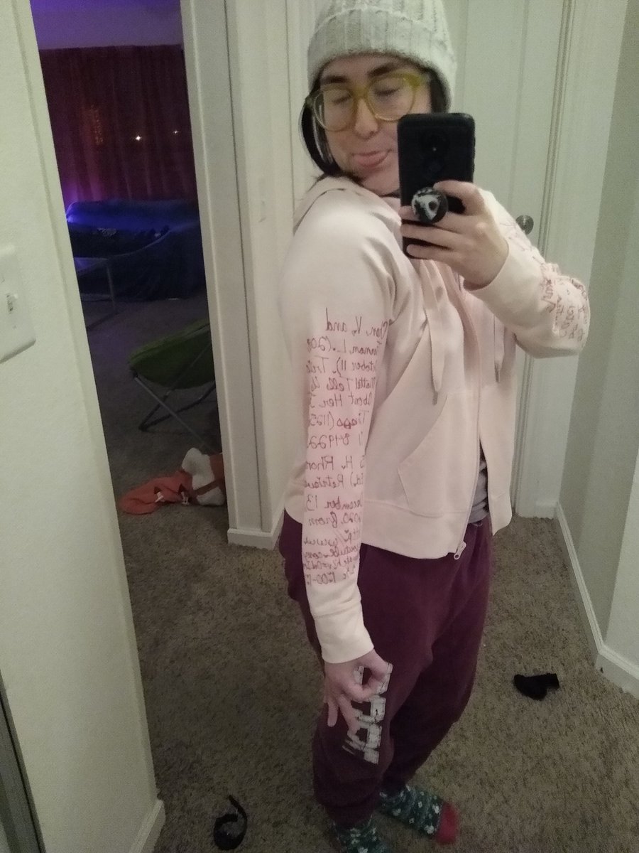 jenna_schmitt's tweet photo. @trixiemattel I was so inspired by your quote, I had to put it on a jacket.

The quote is, of course, cited in MLA format on the left arm. https://t.co/nsJsCFxSpN