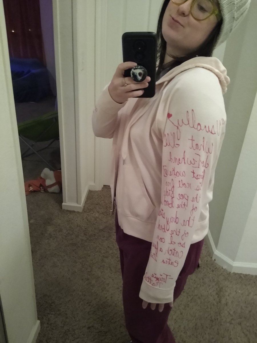 jenna_schmitt's tweet photo. @trixiemattel I was so inspired by your quote, I had to put it on a jacket.

The quote is, of course, cited in MLA format on the left arm. https://t.co/nsJsCFxSpN