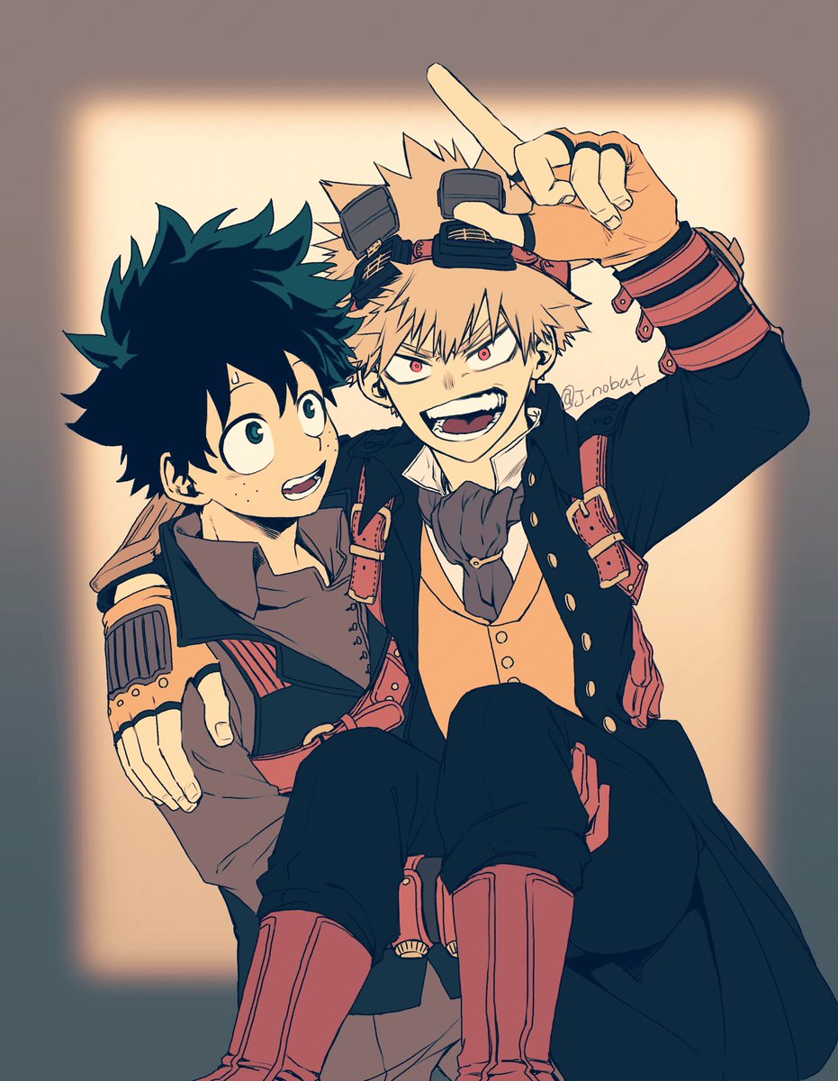 bakugou katsuki ,midoriya izuku multiple boys 2boys male focus freckles open mouth red eyes spiked hair  illustration images