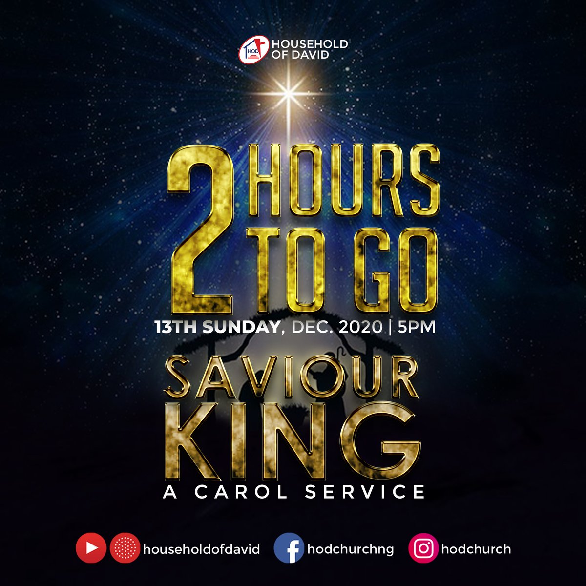 HODChurchNG's tweet photo. Are you ready?

#SaviourKing is coming to you live in less than 2 hours!

#CarolService #HouseholdofDavid https://t.co/ARz3TBe3sF
