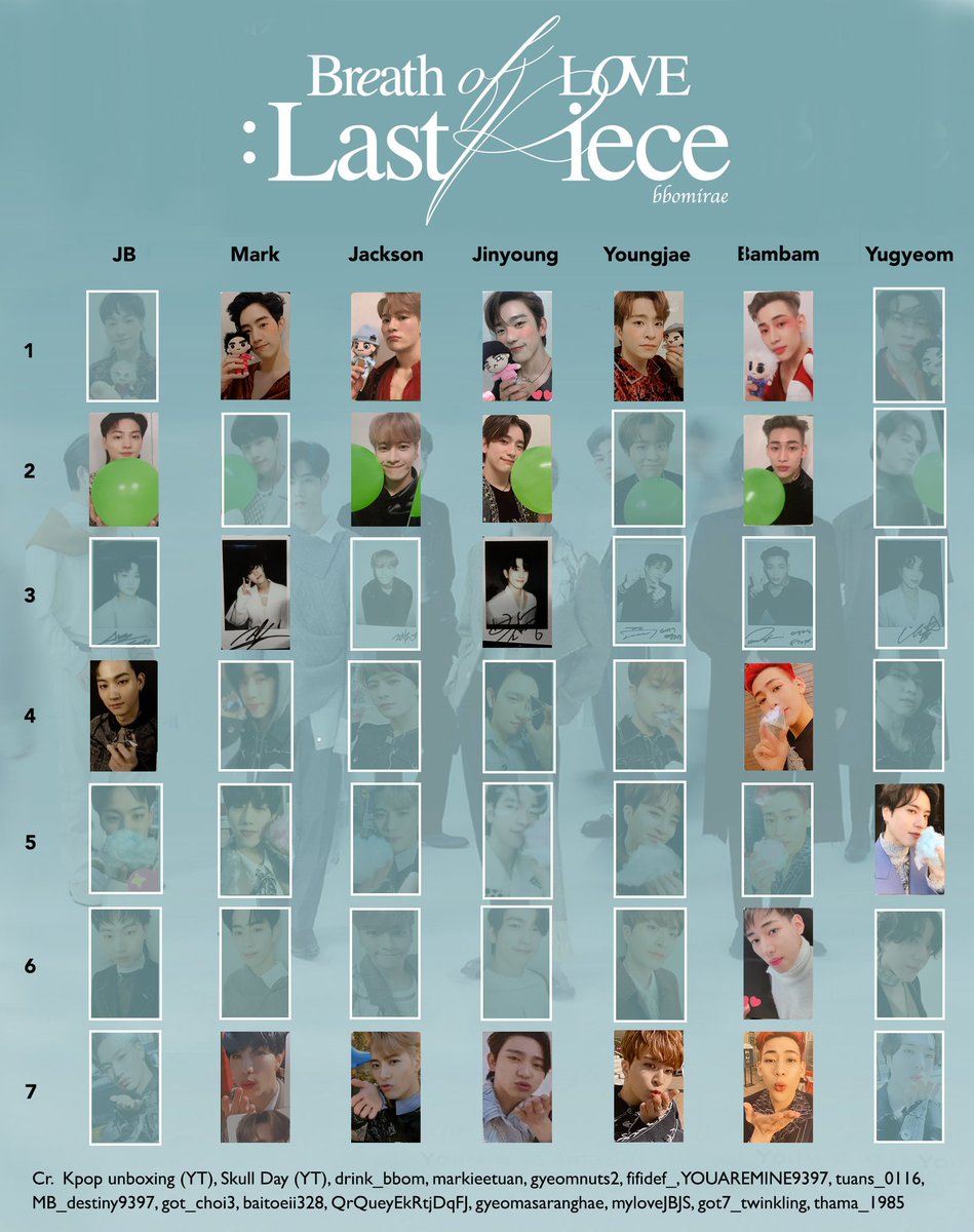 GOT7 Breath Collection 
JB/Jack first! Hyung line second! Maknae third!
Have: 1ST - Want: 2ND
Trade: US/CAN
<a href="/kpopswapndrop/">🎐trade & sell</a> <a href="/KPOPTradePC/">KPOP SELL & TRADE PC</a> <a href="/kpopthriftshop/">Kpop Buy, Sell, and Trade</a> <a href="/kpoptradeusa/">photocard trade & sell</a> <a href="/kpoptrade__/">Kpop Buy Sell and Trade</a> <a href="/kpopctrades/">kpop pc trading</a> <a href="/tradkpop/">kpop trades :)</a> <a href="/TradesKpop/">Kpop Trade</a> <a href="/pctradeusa/">trade / sell usa</a> <a href="/got7_trade/">Got7_trade</a> <a href="/GOT7trading/">GOT7 Trading Cards</a> <a href="/got7tradingUSA/">USA GOT7 TRADING🐤🌿</a> <a href="/IGOT7trading/">IGOT7 Trading Space</a>