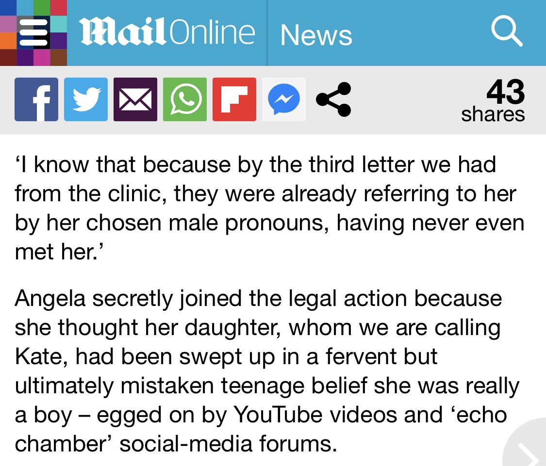 So basically, because a parent has received letters that respect her child’s wishes over her own, and are unwilling to to side with her transphobic notions of ‘social contagion’, she’s taken out legal action against them! 