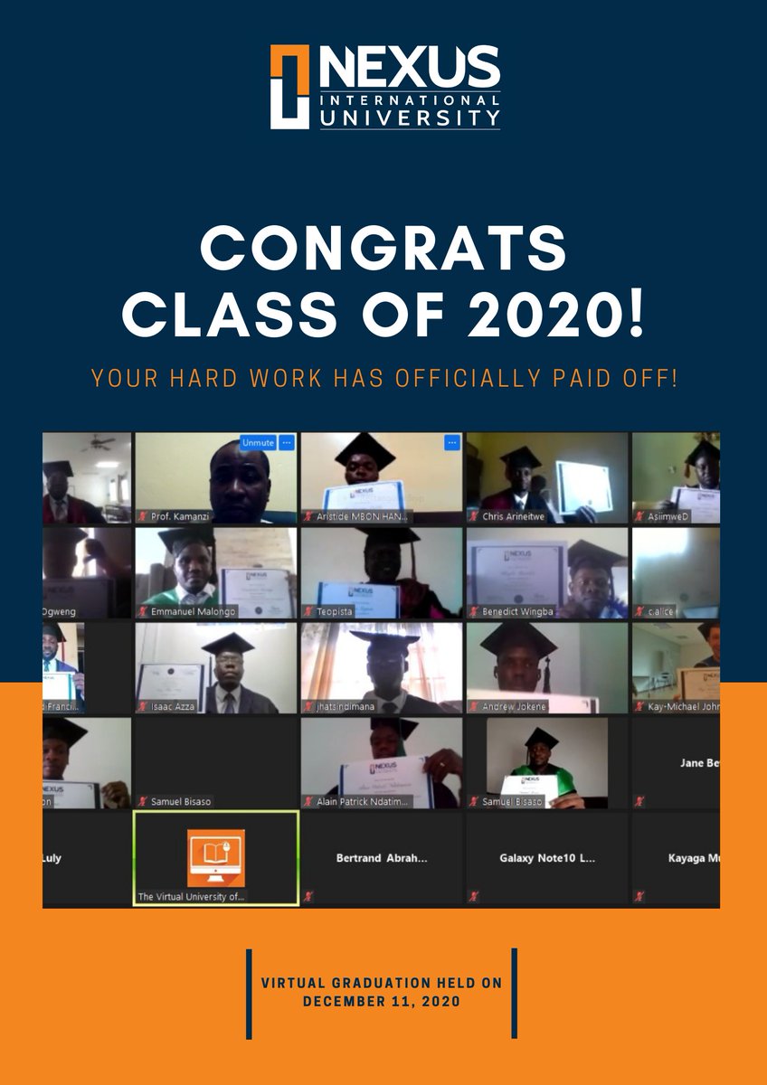 NIU_Uganda's tweet photo. Here is to all the hard work, dedication and determination in achieving your #goals! Congrats to the #Classof2020. 👏🎊 https://t.co/r92NWI1ODZ