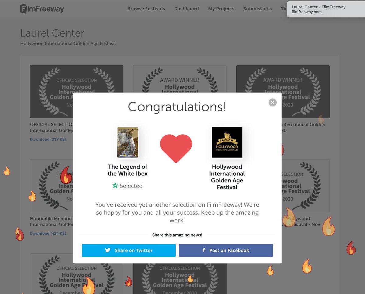 evoc2's tweet photo. #WhiteIbex selected @ Hollywood International Golden Age Festival for its mere artistic merits! Wow!!!https://t.co/TRzJOj2jUh 🎥🎬🤩😎 https://t.co/rtOCtHPypI