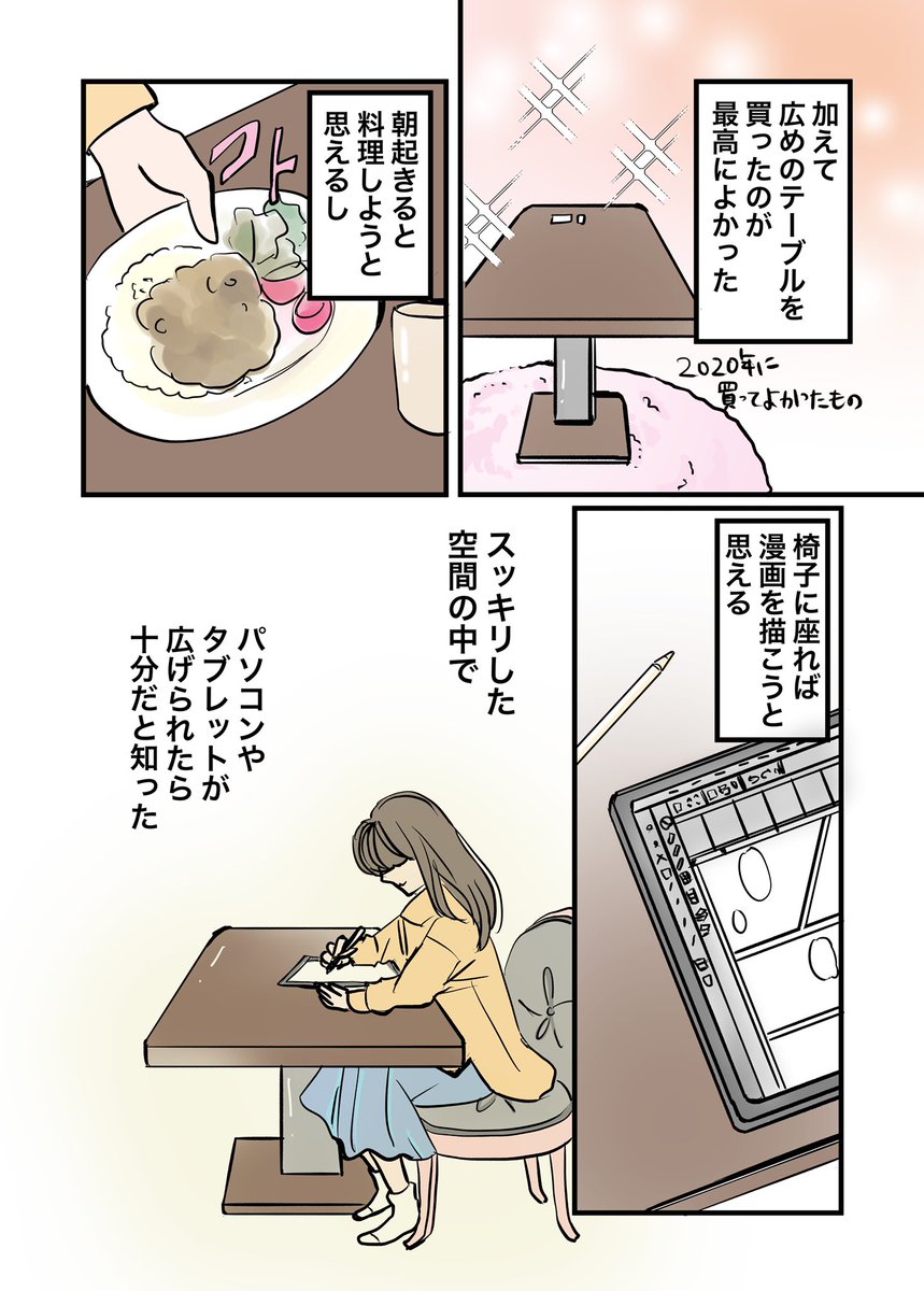 窮屈な部屋を在宅勤務仕様に変えたら心が楽になった話 2/2

#漫画が読めるハッシュタグ 
#年末大掃除? #断捨離 