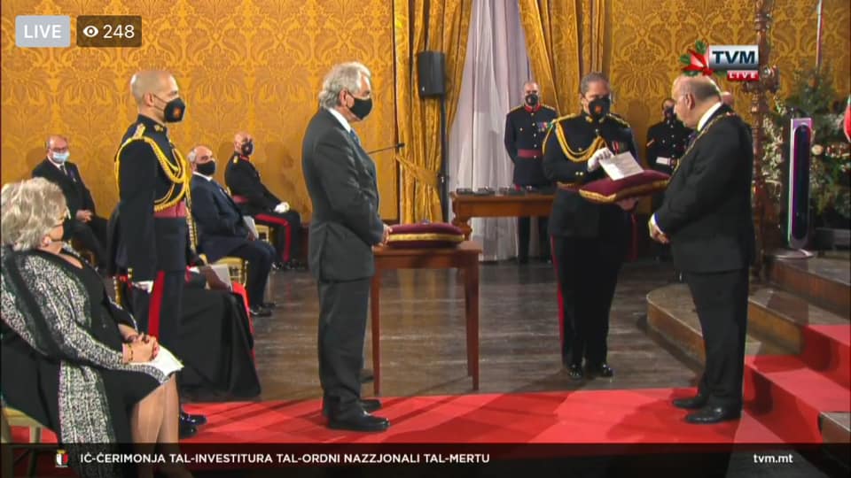 Prof. Charles Briffa awarded National Order of Merit for services to the Maltese language
