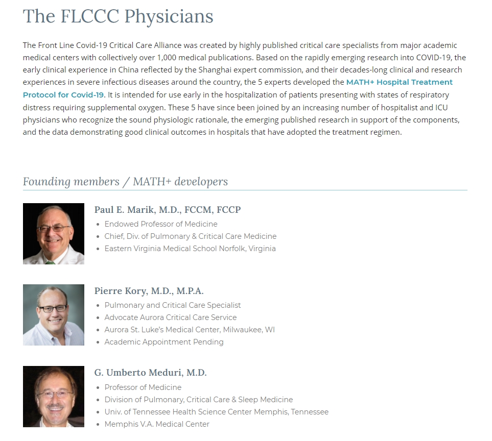 These are the professionals who recommend  #Ivermectin as a highly effective drug! I would recommend listening to them and not just any politicians and journalists! https://covid19criticalcare.com/about/the-flccc-physicians/