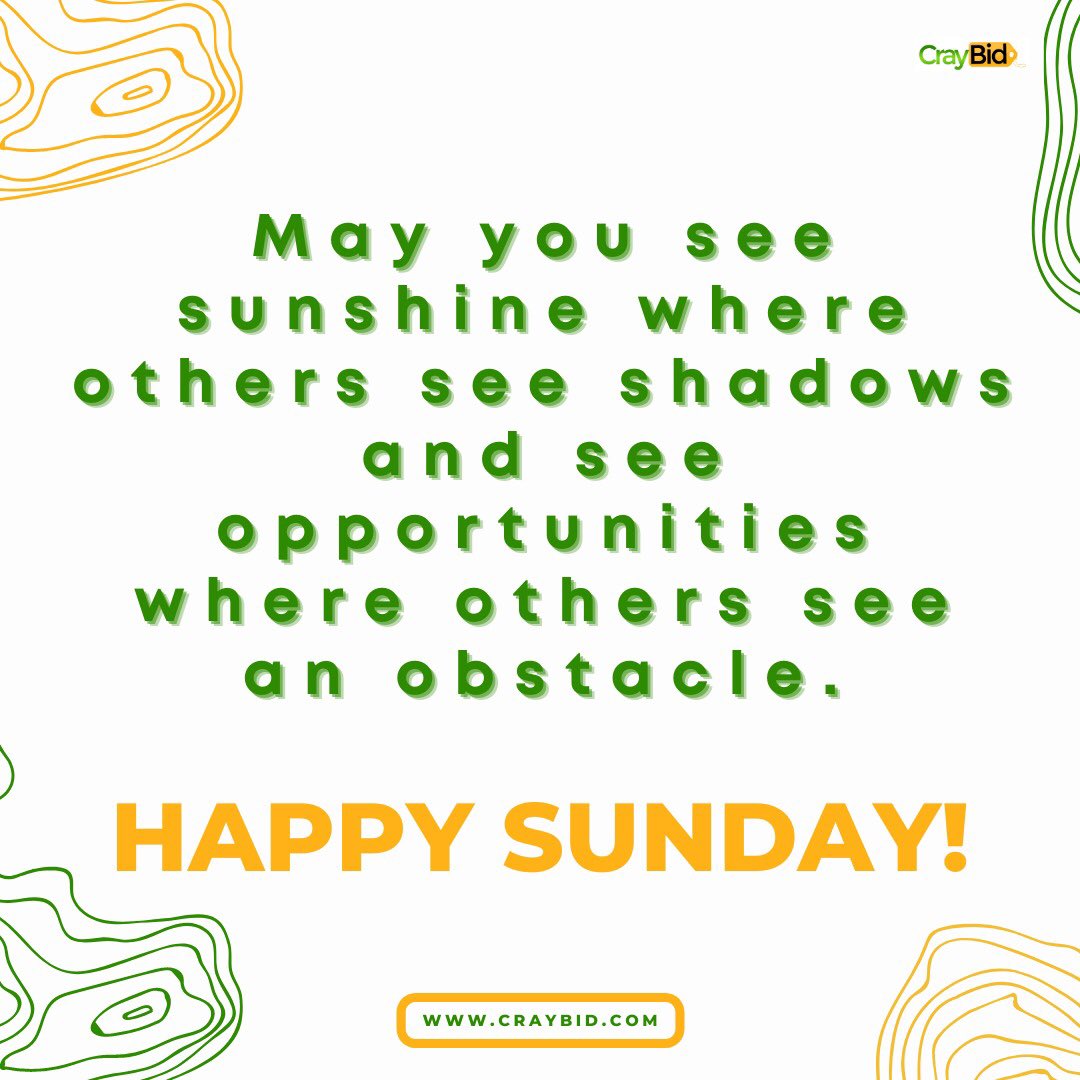 betascratch_bkp's tweet photo. Dear Craybid #Fans 

May you see sunshine ☀️ where others see shadow and see opportunities where others see obstacles. 

Happy Sunday! 

#CrayBid #CraybidWinner #Brainteaser #Quiz #Auction #bestauction #bid #bidding #auctionnigeria #onlineauction #winner #christmas #CraybidQuiz https://t.co/Nd4PfGIG9k